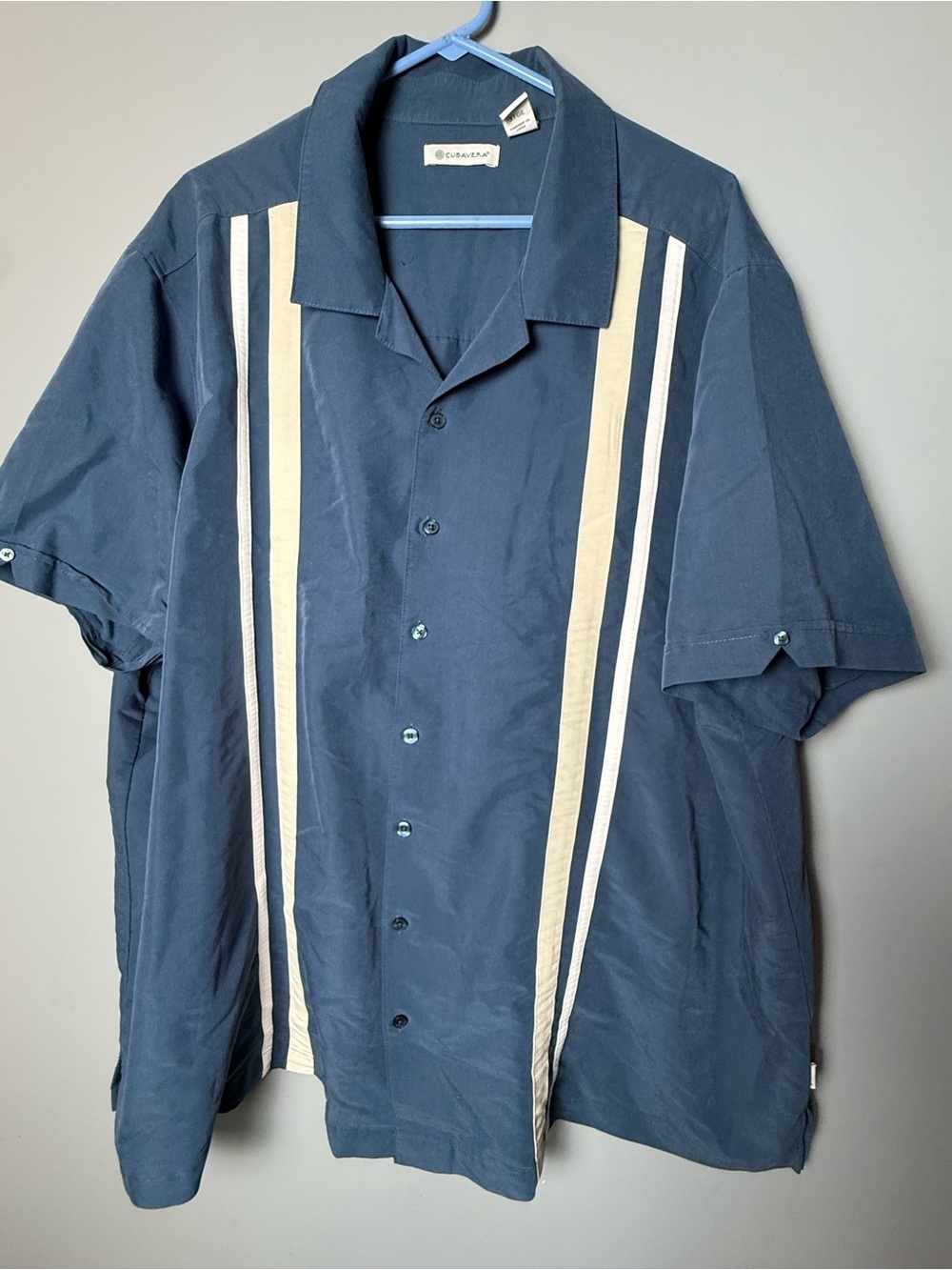 Cubavera Men's Contrast Panel Camp Collar Short Sleeve Button-Down Shirt Sz 3XLT